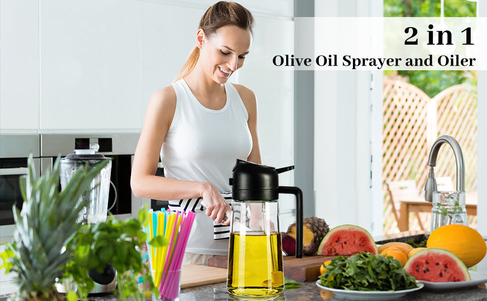 2-in-1 Oil Spray & Pour Bottle (500ml) | Control Oil & Cook Healthier